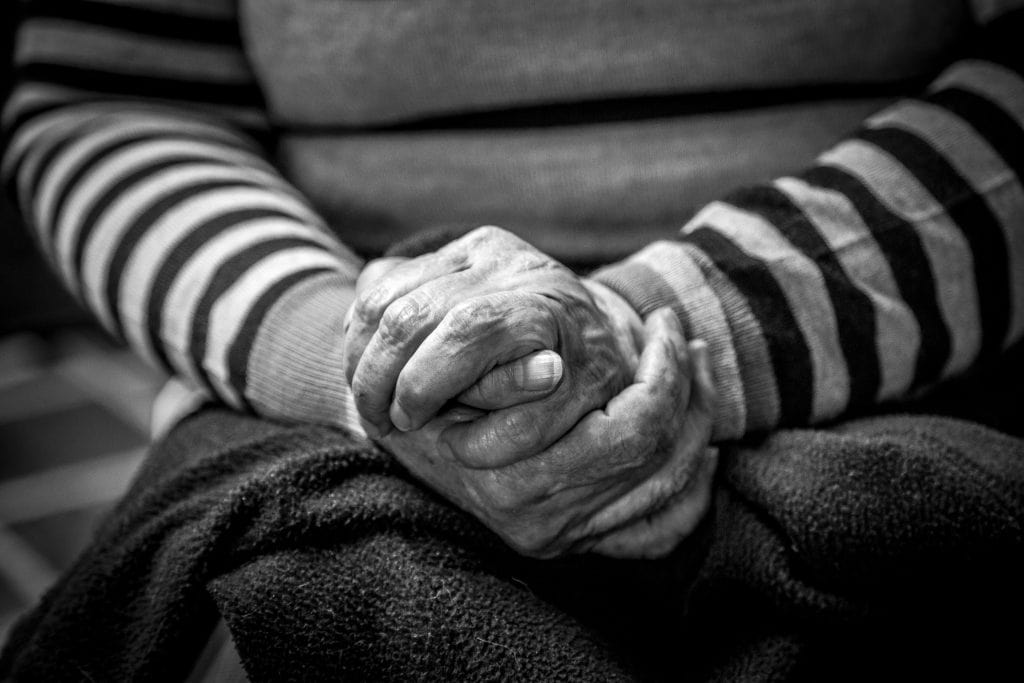 Elderly person recieving home care in Englewood, CO